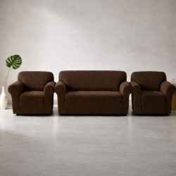 Huse Elastice Canapea 3 locuri și 2 Fotolii din Lycra – Maro inchis, HCL-004