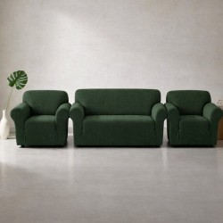 Huse Elastice Canapea 3 locuri și 2 Fotolii din Lycra – Verde Închis, HCL-006