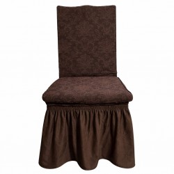 Set 6 Huse de Scaun Cu Volanase, model Jacquard, Maro inchis, HSJ-054