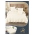 Lenjerie pat dublu, BUMBAC FINET, 6 piese, cu ELASTIC, UNI, Crem, LFU-013