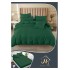 Lenjerie pat dublu, BUMBAC FINET, 6 piese, cu ELASTIC, UNI, Verde smarald, LFU-002