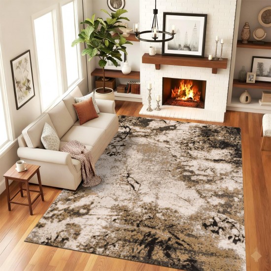 Traverse Antiderapante 120x180 cm – Model Abstract Bej, Maro și Negru, TCA-012 Covoare Antiderapante