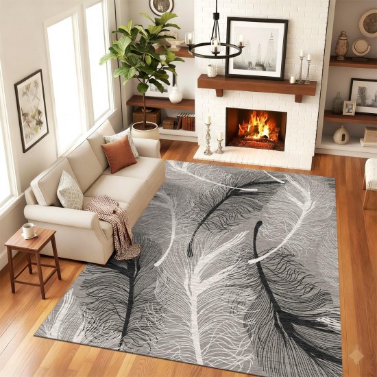 Traverse Antiderapante 150x230 cm – Model Pene Elegante Gri, Negru și Alb, TCA-023 Covoare Antiderapante