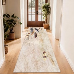 Traverse Antiderapante – Model Elegant cu Pene Decorative, Nuanțe Bej, TCA-053