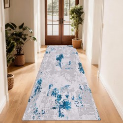 Traverse Antiderapante – Model Modern Gri cu Accente Albastre, TCA-052