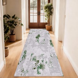 Traverse Antiderapante – Model Abstract Gri cu Accente Verzi, TCA-058