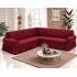 Husa elastica pentru coltar, model Jacquard, cu volanas, Bordo, HCJ-008