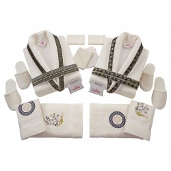 Set Cadou Baie 14 Piese pentru Cuplu – Halate de Baie și Prosoape Elegante, HBC-002