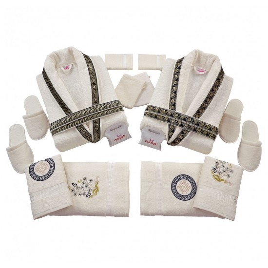 Set Cadou Baie 14 Piese pentru Cuplu – Halate de Baie și Prosoape Elegante, HBC-002 Halate de baie
