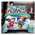 Lenjerie de Pat Finet 6 Piese Pat Dublu – Model Mickey & Minnie Multicolor, Fundal Turcoaz, LCC-024