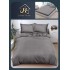 Lenjerie de Pat Dublu Bumbac Satinat Superior, 4 Piese, cu Elastic – Model Gri Uni, LDBSE-060