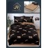 Lenjerie Pat Dublu Bumbac Satinat Superior, 4 Piese, cu Elastic – Model Leopard Negru, LSE-002