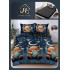 Lenjerie Pat Dublu Bumbac Satinat Superior 4 Piese cu Elastic – Model Ursuleți Dormind, Albastru Noapte, LLE-015