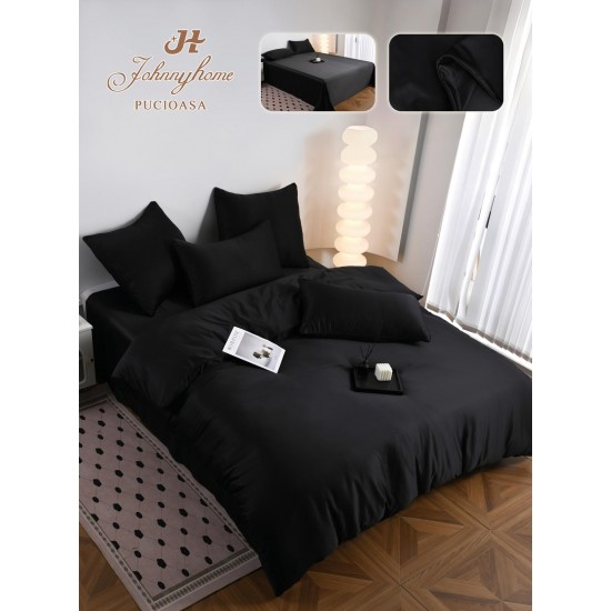 Lenjerie Pat Dublu 6 Piese din Mătase Fină – Negru Elegant, LMS-012 Lenjerii Matase
