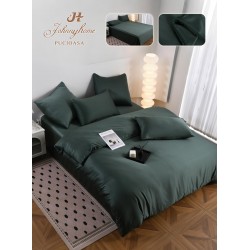 Lenjerie Pat Dublu 6 Piese din Mătase Fină – Verde Smarald , LMS-013