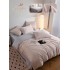 Lenjerie Pat Dublu 6 Piese din Mătase Fină – Roz Pudrat, LMS-014