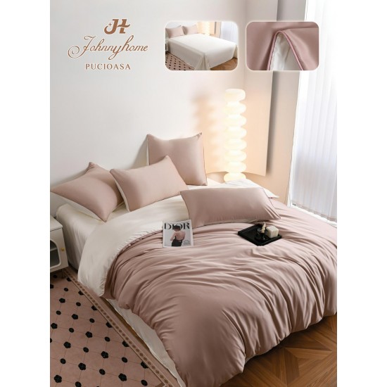 Lenjerie Pat Dublu 6 Piese din Mătase Fină – Roz Pudrat, LMS-016 Lenjerii Matase