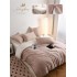 Lenjerie Pat Dublu 6 Piese din Mătase Fină – Roz Pudrat, LMS-016