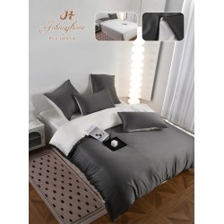 Lenjerie Pat Dublu 6 Piese din Mătase Fină – Gri Antracit, LMS-017