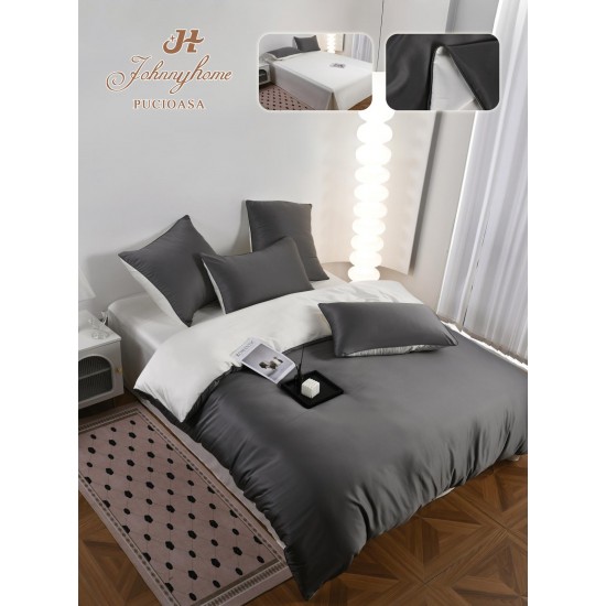 Lenjerie Pat Dublu 6 Piese din Mătase Fină – Gri Antracit, LMS-017 Lenjerii Matase