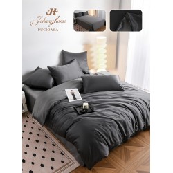 Lenjerie Pat Dublu 6 Piese din Mătase Fină – Gri Antracit Elegant, LMS-022