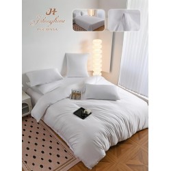 Lenjerie Pat Dublu 6 Piese din Mătase Fină – Alb, LMS-025