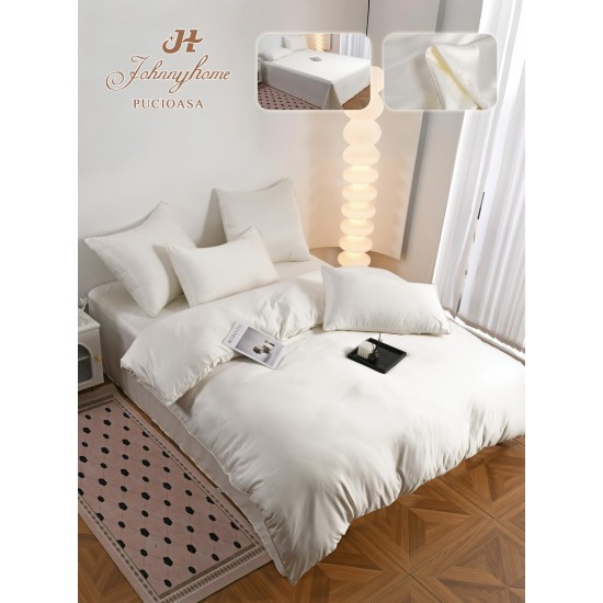 Lenjerie Pat Dublu 6 Piese din Mătase Fină – Crem, LMS-026 Lenjerii Matase