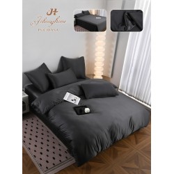 Lenjerie Pat Dublu 6 Piese din Mătase Fină – Gri inchis, LMS-027