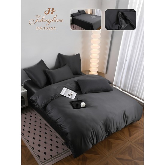 Lenjerie Pat Dublu 6 Piese din Mătase Fină – Gri inchis, LMS-027 Lenjerii Matase