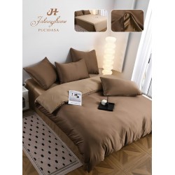 Lenjerie Pat Dublu 6 Piese din Mătase Fină – Maro Ciocolată, LMS-028