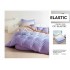 Set Lenjerie Pat Dublu Bumbac Satinat 4 Piese cu Cearșaf cu Elastic – Model Mov Lila Pastel și Crem Degrade, LES-002