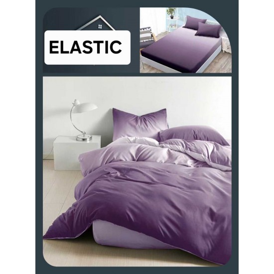 Set Lenjerie Pat Dublu Bumbac Satinat 4 Piese cu Cearșaf cu Elastic – Model Mov Lila Degrade, LES-004 3 lenjerii la 199 lei