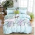 Lenjerie Pat Dublu Finet 6 Piese cu Cearșaf Normal – Model Bleu Deschis cu Imprimeu Floral Elegant, OLD-136