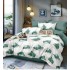 Lenjerie Pat Dublu Finet 6 Piese cu Cearșaf Normal – Model Verde Alb cu Imprimeu Geometric, OLD-003