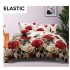 Set Lenjerie Pat Dublu Bumbac Satinat 4 Piese cu Cearșaf cu Elastic – Model Trandafiri Roșii și Albi, LDBS-020