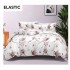 Set Lenjerie Pat Dublu Bumbac Satinat 4 Piese cu Cearșaf cu Elastic – Model Floral Alb cu Trandafiri Roz, LES-015