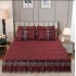 Cuvertură Pat Dublu din Catifea cu Dantelă 3 Piese – 230x250 cm + 2 Fețe de Pernă, Model Bordo, CCB-001