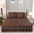 Cuvertură Pat Dublu din Catifea cu Dantelă 3 Piese – 230x250 cm + 2 Fețe de Pernă, Model Maro, CCB-002