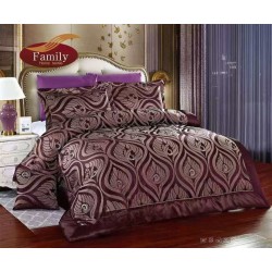 Cuvertură Pat Dublu 3 Piese din Catifea Matlasată – 250x250 cm + 2 Fețe de Pernă 60x80 cm, Model Floral Mov, CMM-012