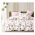 Lenjerie de Pat Dublu 4 Piese Bumbac Satinat Superior – Model Floral Multicolor cu Roz Pudrat, LES-033