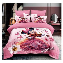 Lenjerie de Pat Finet 6 Piese Pat Dublu – Model Minnie Roz Elegant, LCC-059