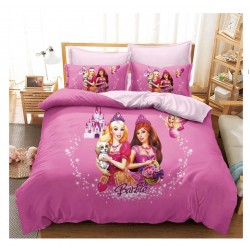 Lenjerie de Pat Finet 6 Piese Pat Dublu – Model Barbie Princess Roz, LCC-065