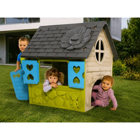 Căsuță de Joacă pentru Copii de Exterior, Multicoloră, cu Uși și Ferestre Interactive, JCC-029 Jucării copii