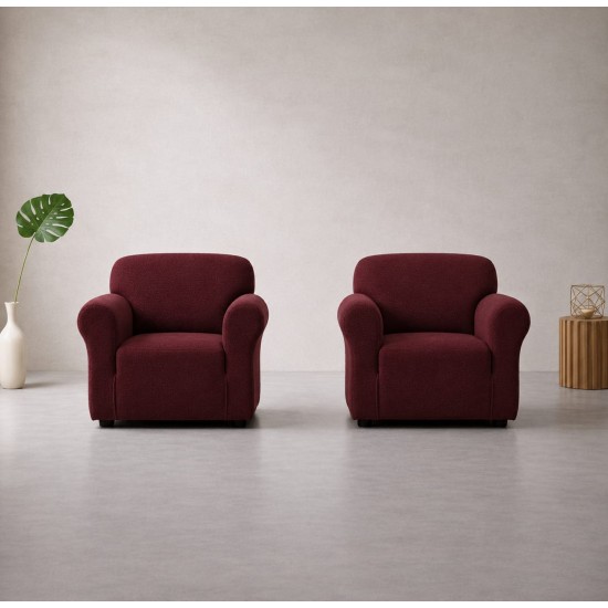 Set Huse Elastice pentru 2 Fotolii din Lycra – Bordo, HCL-027 Huse lycra