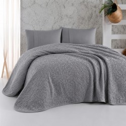 Pătură Dublă Battaniye Gri, 200x240 cm, Pufoasă și Elegantă, Model Embosat pentru Pat Dublu, PST-006