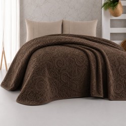 Pătură Dublă Battaniye Maro Închis, 200x240 cm, Pufoasă și Elegantă, Model Embosat Premium, PST-009