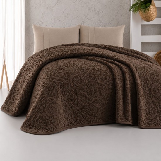 Pătură Dublă Battaniye Maro Închis, 200x240 cm, Pufoasă și Elegantă, Model Embosat Premium, PST-009 Paturi SARAR