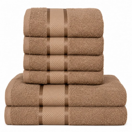 Set 6 Prosoape din Bumbac 100%  Pakistanez – Densitate 400 gr/mp, 50x90 / 70x130 cm, Cappuccino, PCG-128 Prosoape