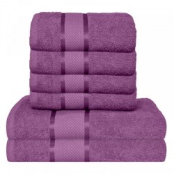 Set 6 Prosoape din Bumbac 100%  Pakistanez – Densitate 400 gr/mp, 50x90 / 70x130 cm, Mov, PCG-131