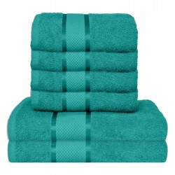 Set 6 Prosoape din Bumbac 100%  Pakistanez – Densitate 400 gr/mp, 50x90 / 70x130 cm, Verde inchis, PCG-132